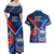 Samoa And France Rugby Couples Matching Off Shoulder Maxi Dress and Hawaiian Shirt 2023 World Cup Manu Samoa With Les Bleus - Wonder Print Shop