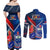 Samoa And France Rugby Couples Matching Off Shoulder Maxi Dress and Long Sleeve Button Shirts 2023 World Cup Manu Samoa With Les Bleus - Wonder Print Shop