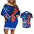 Samoa And France Rugby Couples Matching Off Shoulder Short Dress and Hawaiian Shirt 2023 World Cup Manu Samoa With Les Bleus - Wonder Print Shop