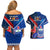 Samoa And France Rugby Couples Matching Off Shoulder Short Dress and Hawaiian Shirt 2023 World Cup Manu Samoa With Les Bleus - Wonder Print Shop