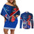 Samoa And France Rugby Couples Matching Off Shoulder Short Dress and Long Sleeve Button Shirts 2023 World Cup Manu Samoa With Les Bleus - Wonder Print Shop