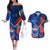 Samoa And France Rugby Couples Matching Off The Shoulder Long Sleeve Dress and Hawaiian Shirt 2023 World Cup Manu Samoa With Les Bleus - Wonder Print Shop