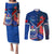 Samoa And France Rugby Couples Matching Puletasi Dress and Long Sleeve Button Shirts 2023 World Cup Manu Samoa With Les Bleus - Wonder Print Shop