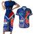 Samoa And France Rugby Couples Matching Short Sleeve Bodycon Dress and Hawaiian Shirt 2023 World Cup Manu Samoa With Les Bleus - Wonder Print Shop