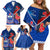 Samoa And France Rugby Family Matching Off Shoulder Short Dress and Hawaiian Shirt 2023 World Cup Manu Samoa With Les Bleus - Wonder Print Shop