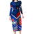 Samoa And France Rugby Long Sleeve Bodycon Dress 2023 World Cup Manu Samoa With Les Bleus - Wonder Print Shop