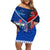 Samoa And France Rugby Off Shoulder Short Dress 2023 World Cup Manu Samoa With Les Bleus - Wonder Print Shop