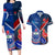 Custom Samoa And France Rugby Couples Matching Long Sleeve Bodycon Dress and Hawaiian Shirt 2023 World Cup Manu Samoa With Les Bleus - Wonder Print Shop