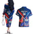 Custom Samoa And France Rugby Couples Matching Off The Shoulder Long Sleeve Dress and Hawaiian Shirt 2023 World Cup Manu Samoa With Les Bleus - Wonder Print Shop