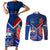 Custom Samoa And France Rugby Couples Matching Short Sleeve Bodycon Dress and Long Sleeve Button Shirts 2023 World Cup Manu Samoa With Les Bleus - Wonder Print Shop