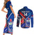 Custom Samoa And France Rugby Couples Matching Short Sleeve Bodycon Dress and Long Sleeve Button Shirts 2023 World Cup Manu Samoa With Les Bleus - Wonder Print Shop