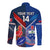 Custom Samoa And France Rugby Long Sleeve Button Shirt 2023 World Cup Manu Samoa With Les Bleus - Wonder Print Shop