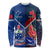 Custom Samoa And France Rugby Long Sleeve Shirt 2023 World Cup Manu Samoa With Les Bleus - Wonder Print Shop