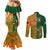 Australia And Ireland Rugby Couples Matching Mermaid Dress and Long Sleeve Button Shirts 2023 World Cup Walllabies With Shamrocks LT14