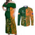 Australia And Ireland Rugby Couples Matching Off Shoulder Maxi Dress and Long Sleeve Button Shirts 2023 World Cup Walllabies With Shamrocks - Wonder Print Shop