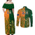 Australia And Ireland Rugby Couples Matching Off Shoulder Maxi Dress and Long Sleeve Button Shirts 2023 World Cup Walllabies With Shamrocks - Wonder Print Shop