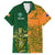 Australia And Ireland Rugby Family Matching Off Shoulder Long Sleeve Dress and Hawaiian Shirt 2023 World Cup Walllabies With Shamrocks - Wonder Print Shop