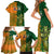 Australia And Ireland Rugby Family Matching Short Sleeve Bodycon Dress and Hawaiian Shirt 2023 World Cup Walllabies With Shamrocks - Wonder Print Shop