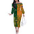 Australia And Ireland Rugby Off The Shoulder Long Sleeve Dress 2023 World Cup Walllabies With Shamrocks - Wonder Print Shop