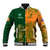 Custom Australia And Ireland Rugby Baseball Jacket 2023 World Cup Walllabies With Shamrocks - Wonder Print Shop