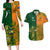 Custom Australia And Ireland Rugby Couples Matching Long Sleeve Bodycon Dress and Hawaiian Shirt 2023 World Cup Walllabies With Shamrocks - Wonder Print Shop