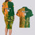 Custom Australia And Ireland Rugby Couples Matching Long Sleeve Bodycon Dress and Hawaiian Shirt 2023 World Cup Walllabies With Shamrocks - Wonder Print Shop