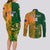 Custom Australia And Ireland Rugby Couples Matching Long Sleeve Bodycon Dress and Long Sleeve Button Shirts 2023 World Cup Walllabies With Shamrocks - Wonder Print Shop