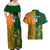 Custom Australia And Ireland Rugby Couples Matching Off Shoulder Maxi Dress and Hawaiian Shirt 2023 World Cup Walllabies With Shamrocks - Wonder Print Shop