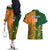 Custom Australia And Ireland Rugby Couples Matching Off The Shoulder Long Sleeve Dress and Hawaiian Shirt 2023 World Cup Walllabies With Shamrocks - Wonder Print Shop