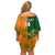 Custom Australia And Ireland Rugby Family Matching Off Shoulder Short Dress and Hawaiian Shirt 2023 World Cup Walllabies With Shamrocks - Wonder Print Shop