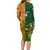 Custom Australia And Ireland Rugby Long Sleeve Bodycon Dress 2023 World Cup Walllabies With Shamrocks - Wonder Print Shop