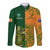 Custom Australia And Ireland Rugby Long Sleeve Button Shirt 2023 World Cup Walllabies With Shamrocks - Wonder Print Shop