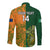 Custom Australia And Ireland Rugby Long Sleeve Button Shirt 2023 World Cup Walllabies With Shamrocks - Wonder Print Shop