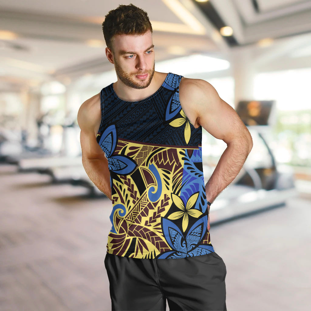 Polynesia Fabric Men Tank Top Polynesian Tribal With Frangipani Flowers - Wonder Print Shop