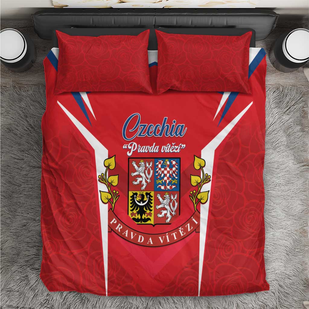 Red Czechia bedding set with crest and "Pravda vitezi" print