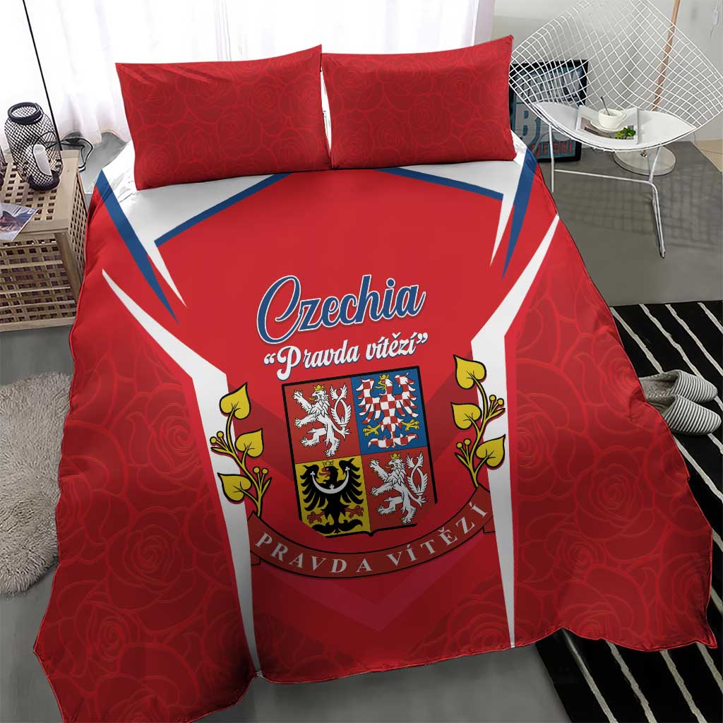 Red Czechia bedding set with coat of arms and Pravda Vitezi graphic