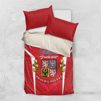 Red bedding set with Czech Republic crest and two red pillowcases