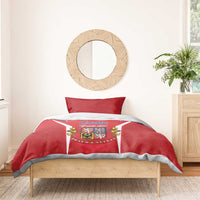 Red bedding set with Czech Republic crest and gray border
