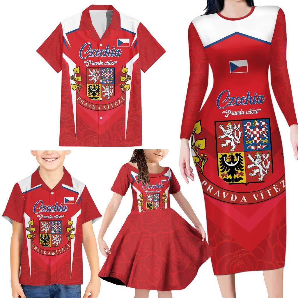 Czech Republic Restoration Day Family Matching Long Sleeve Bodycon Dress and Hawaiian Shirt Czechia Pravda Vitezi - Wonder Print Shop