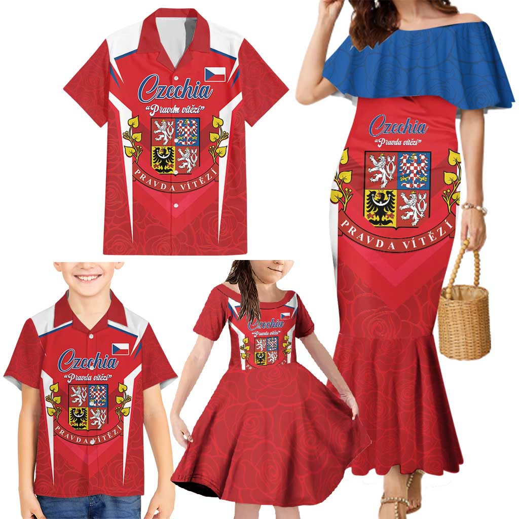 Czech Republic Restoration Day Family Matching Mermaid Dress and Hawaiian Shirt Czechia Pravda Vitezi - Wonder Print Shop