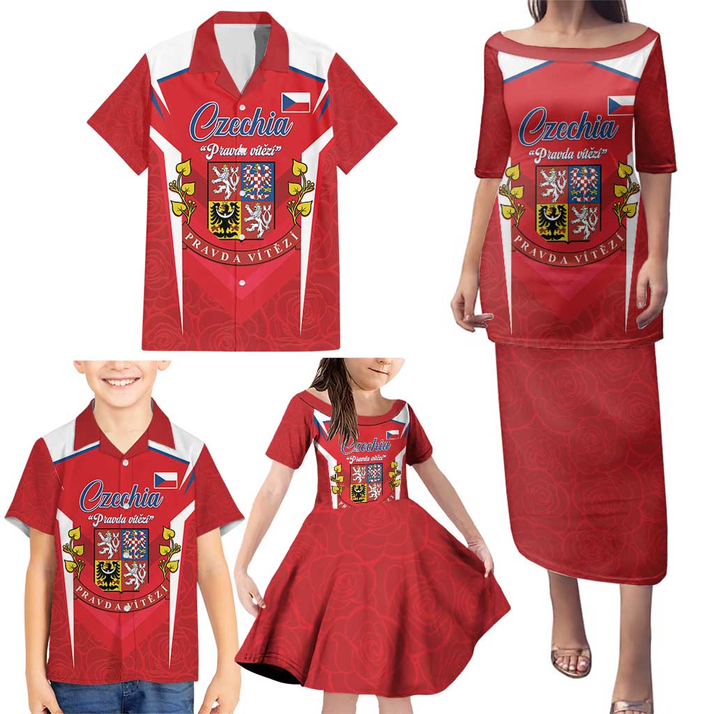 Czech Republic Restoration Day Family Matching Puletasi and Hawaiian Shirt Czechia Pravda Vitezi - Wonder Print Shop