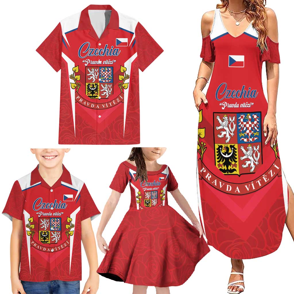 Czech Republic Restoration Day Family Matching Summer Maxi Dress and Hawaiian Shirt Czechia Pravda Vitezi - Wonder Print Shop