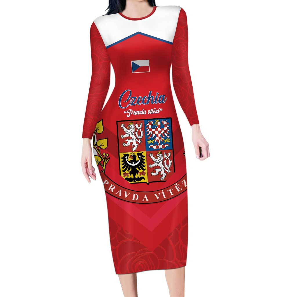 Czech Republic Restoration Day Long Sleeve Bodycon Dress Czechia Pravda Vitezi - Wonder Print Shop