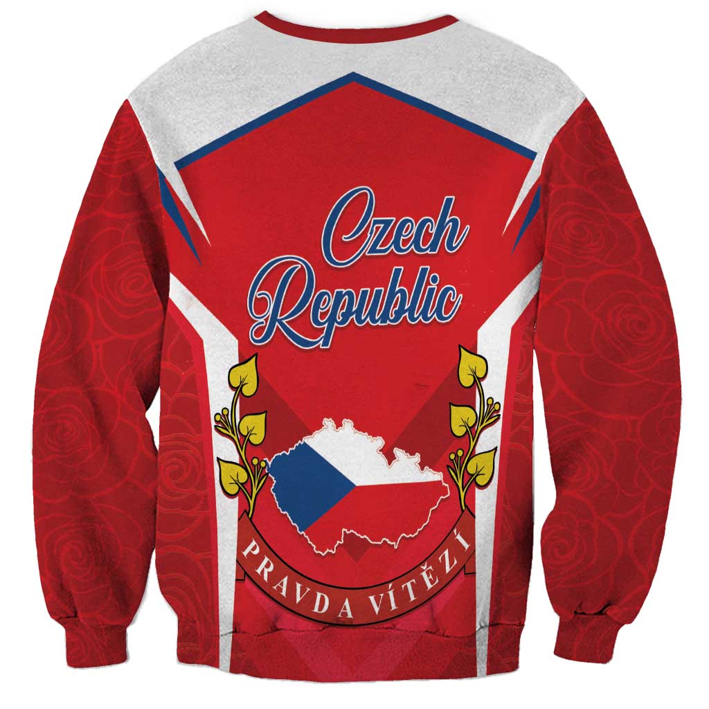 Red unisex crewneck sweatshirt with Czech Republic map graphic on the back