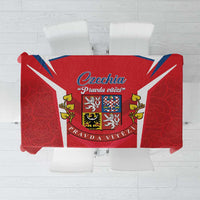 Tablecloth with Czechia crest and Pravda vitezi text, red