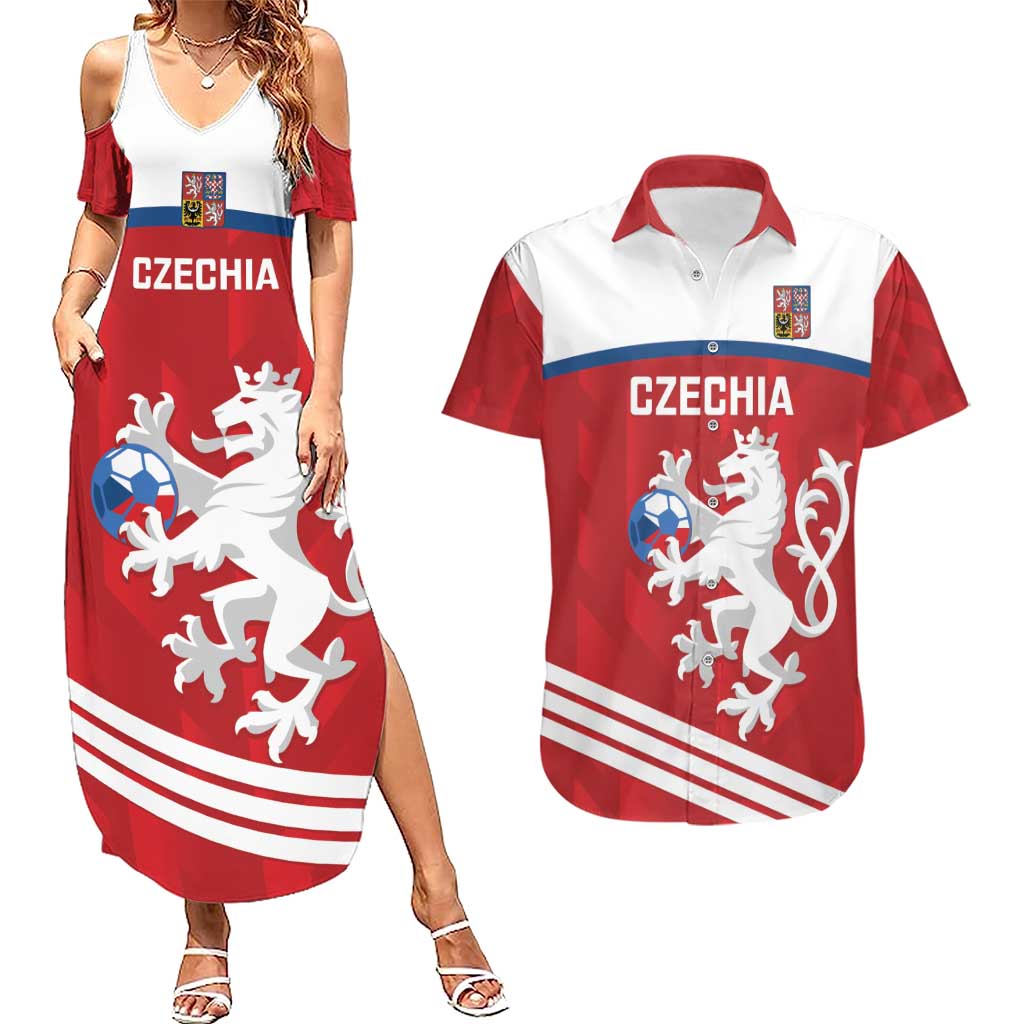 Custom Czech Republic Football Couples Matching Summer Maxi Dress and Hawaiian Shirt Go Czechia - Sporty Style - Wonder Print Shop