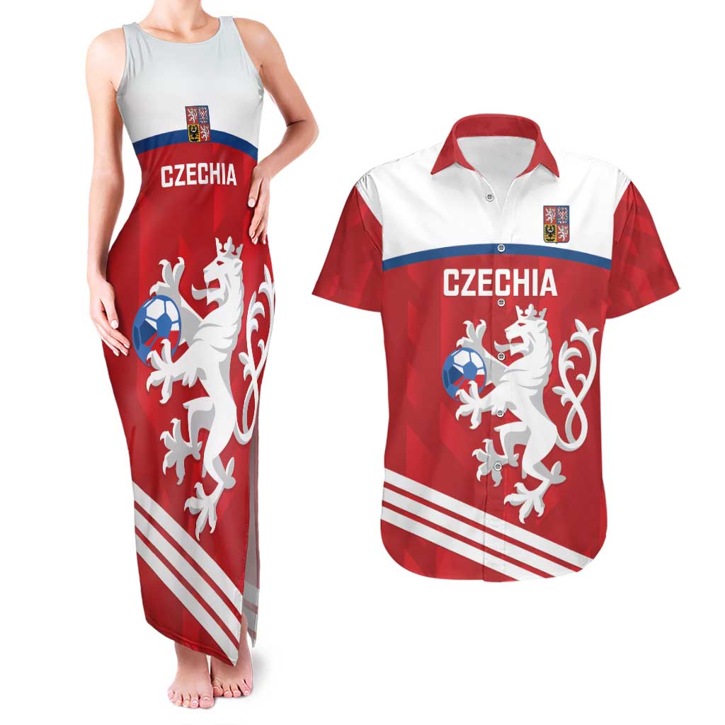 Custom Czech Republic Football Couples Matching Tank Maxi Dress and Hawaiian Shirt Go Czechia - Sporty Style - Wonder Print Shop