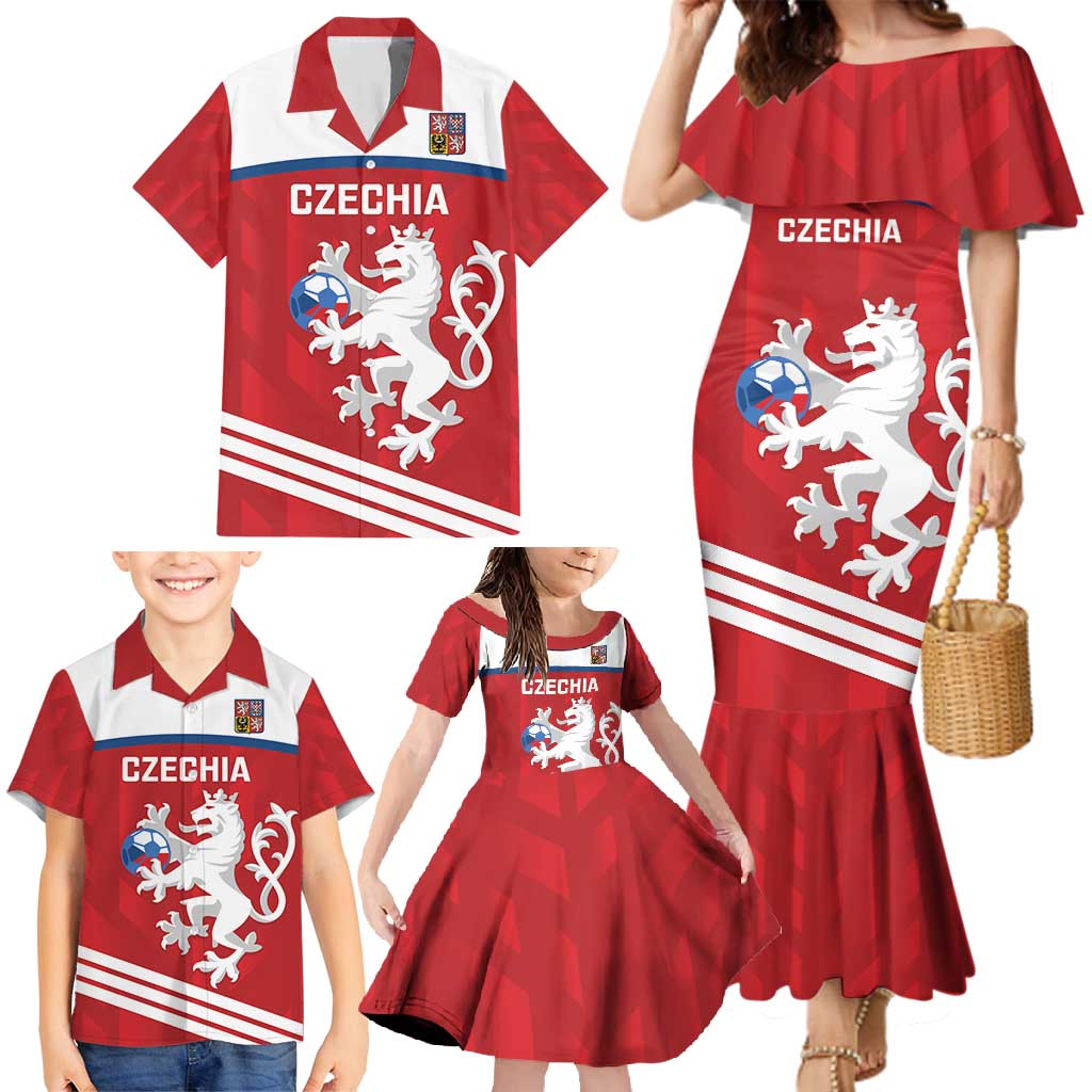 Custom Czech Republic Football Family Matching Mermaid Dress and Hawaiian Shirt Go Czechia - Sporty Style - Wonder Print Shop