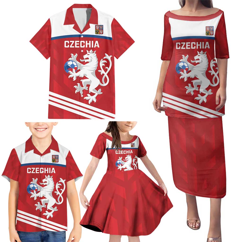 Custom Czech Republic Football Family Matching Puletasi and Hawaiian Shirt Go Czechia - Sporty Style - Wonder Print Shop