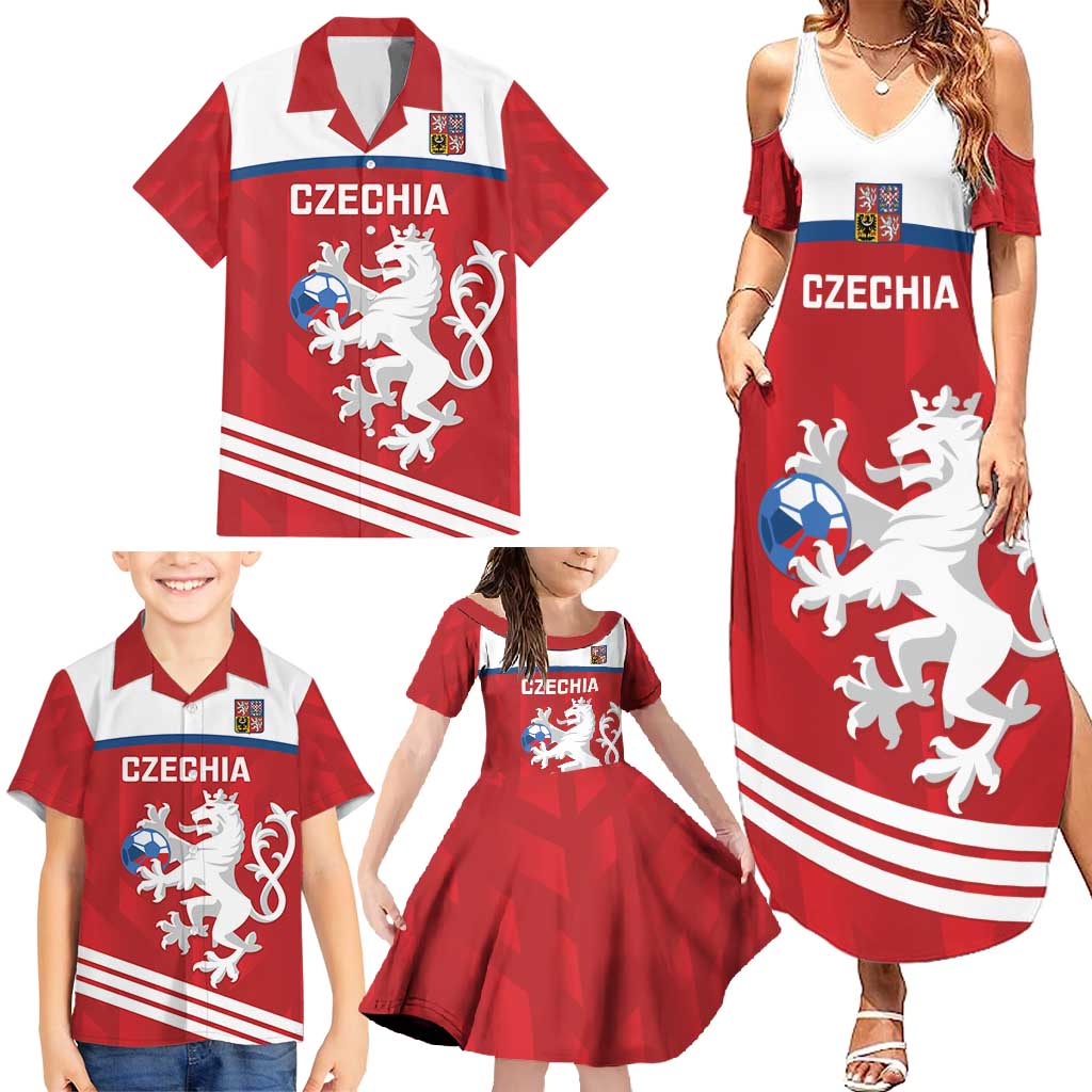 Custom Czech Republic Football Family Matching Summer Maxi Dress and Hawaiian Shirt Go Czechia - Sporty Style - Wonder Print Shop